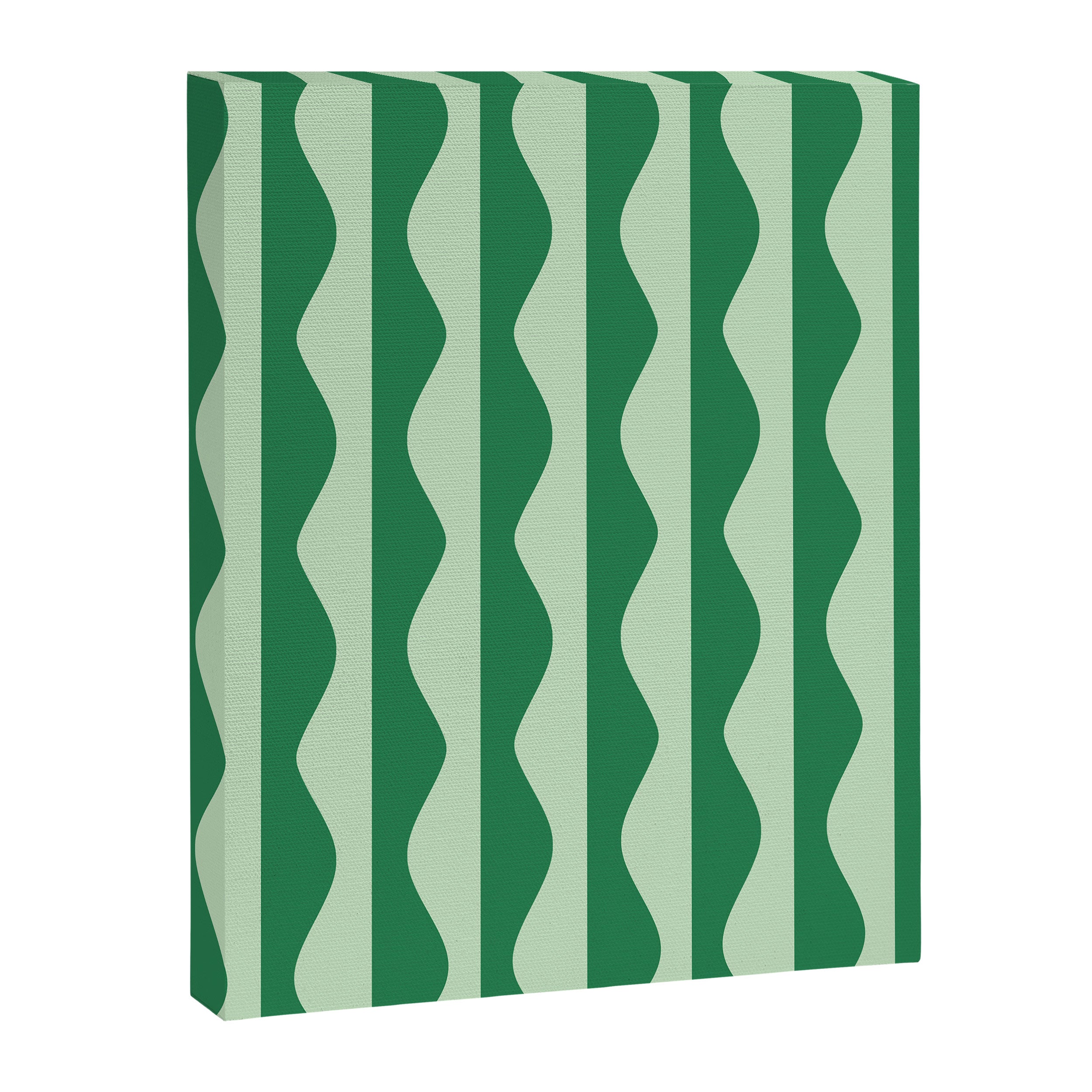 Retro Wavy Lines Pattern in Green Canvas Print Gallery Image 6