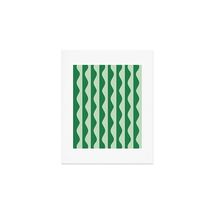 Retro Wavy Lines Pattern in Green Art Print Gallery Image 1