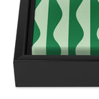 Retro Wavy Lines Pattern in Green Framed Canvas Print Gallery Image 3