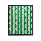 Retro Wavy Lines Pattern in Green Framed Canvas Print Gallery Image 6