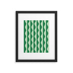 Retro Wavy Lines Pattern in Green Framed Art Print Gallery Image 5