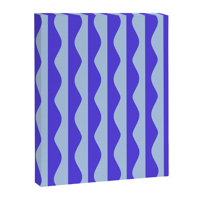 Retro Wavy Lines Pattern in Ocean Blue Canvas Print Gallery Image 1