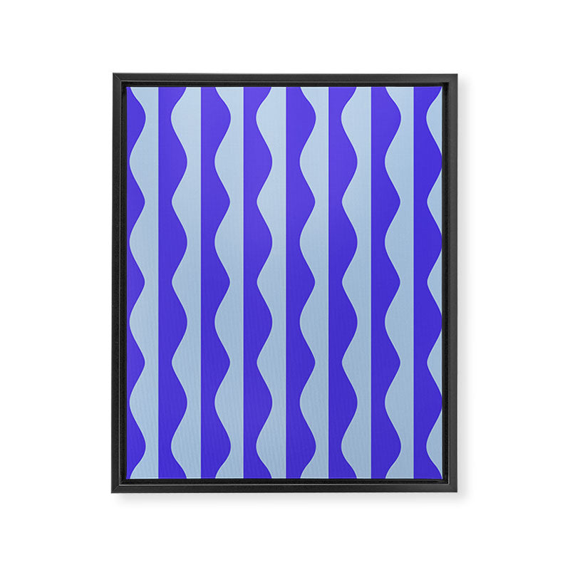 Retro Wavy Lines Pattern in Ocean Blue Framed Canvas Print Gallery Image 6