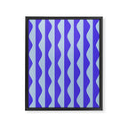 Retro Wavy Lines Pattern in Ocean Blue Framed Canvas Print Gallery Image 6