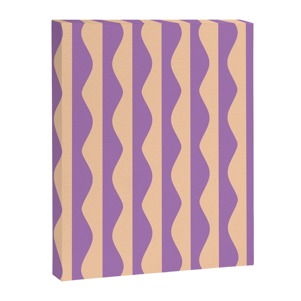 Retro Wavy Lines Pattern in Purple & Peach Canvas Print Gallery Image 6