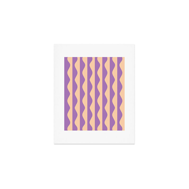 Retro Wavy Lines Pattern in Purple & Peach Art Print Gallery Image 1