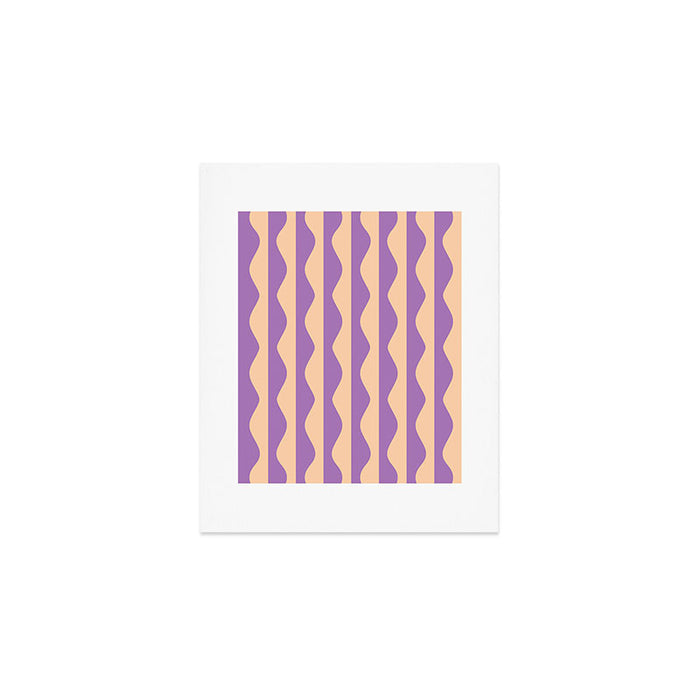 Retro Wavy Lines Pattern in Purple & Peach Art Print Gallery Image 1