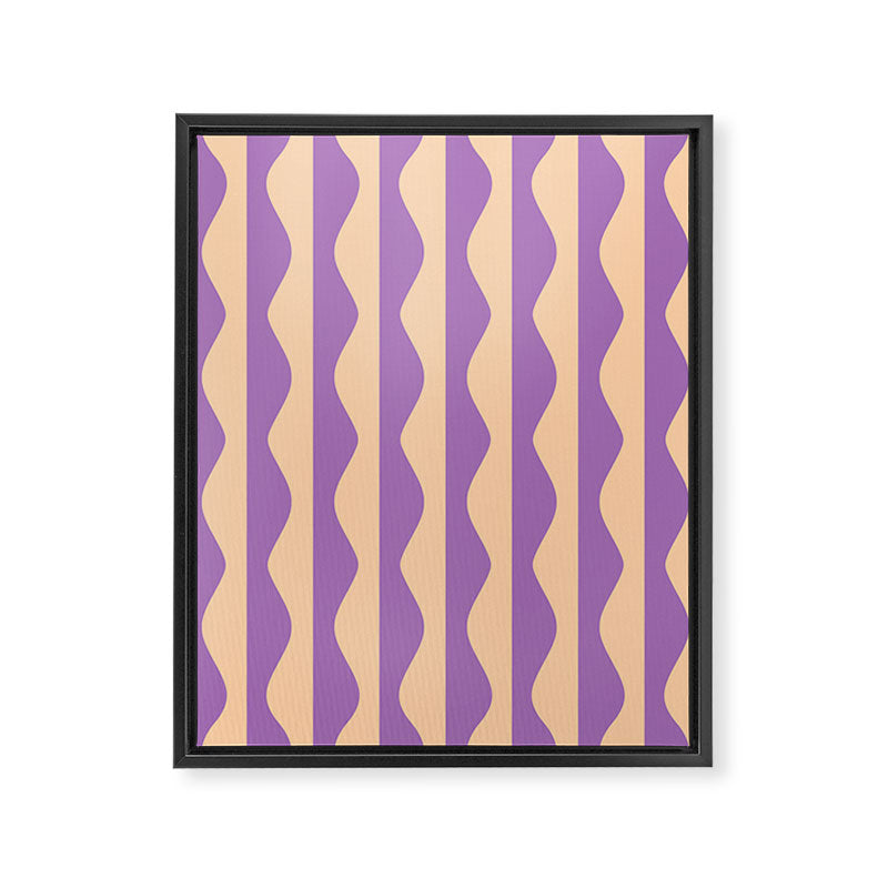 Retro Wavy Lines Pattern in Purple & Peach Framed Canvas Print Gallery Image 6