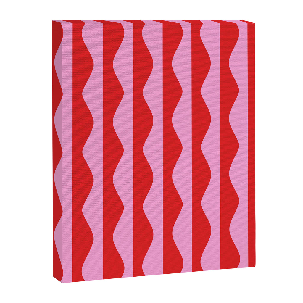 Retro Wavy Lines Pattern in Red & Pink Canvas Print Gallery Image 6