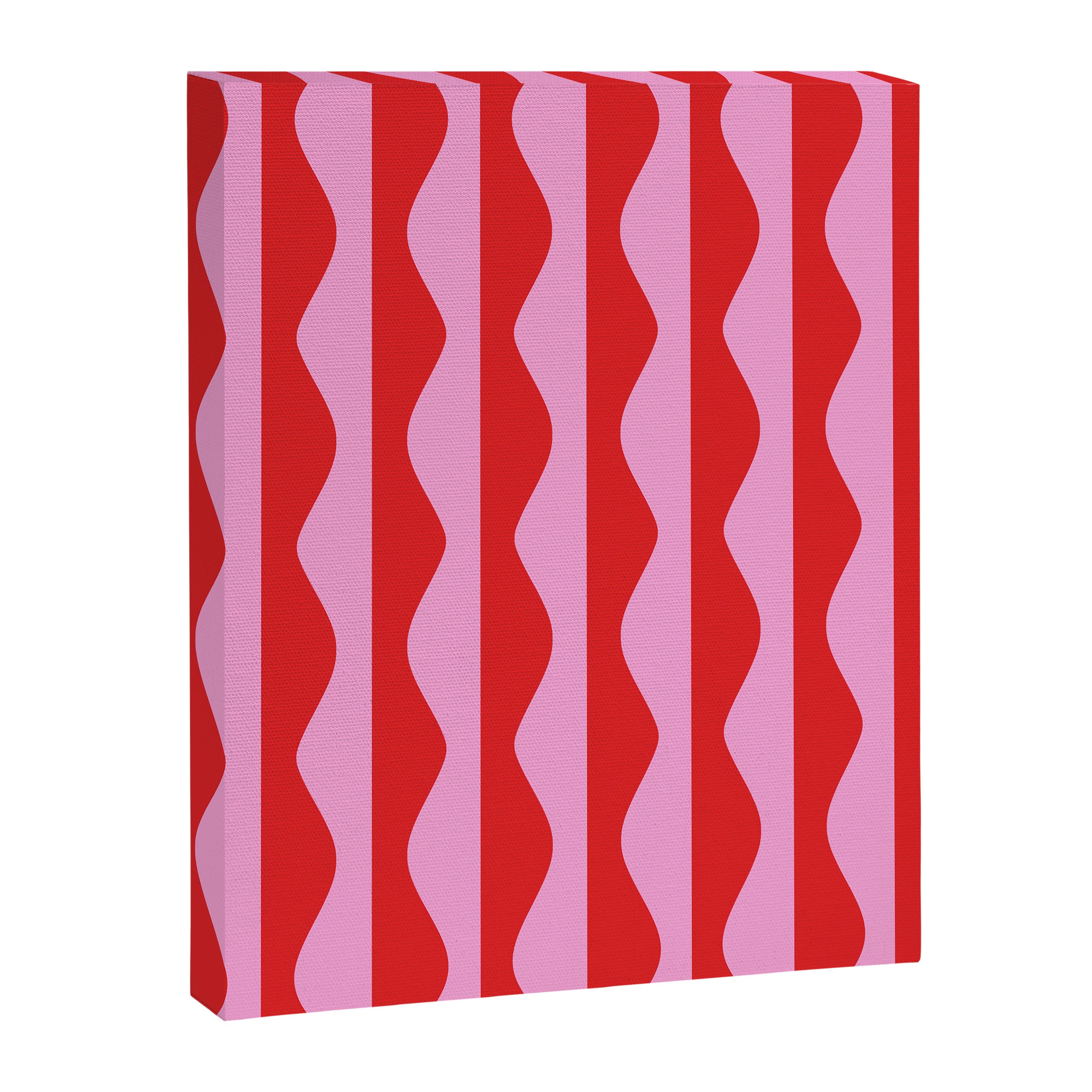Retro Wavy Lines Pattern in Red & Pink Canvas Print Gallery Image 6