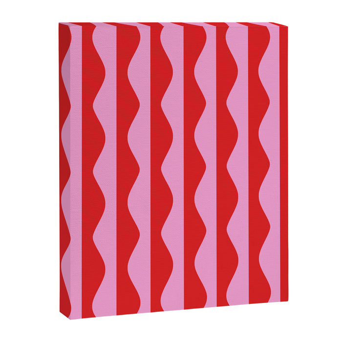 Retro Wavy Lines Pattern in Red & Pink Canvas Print Gallery Image 1