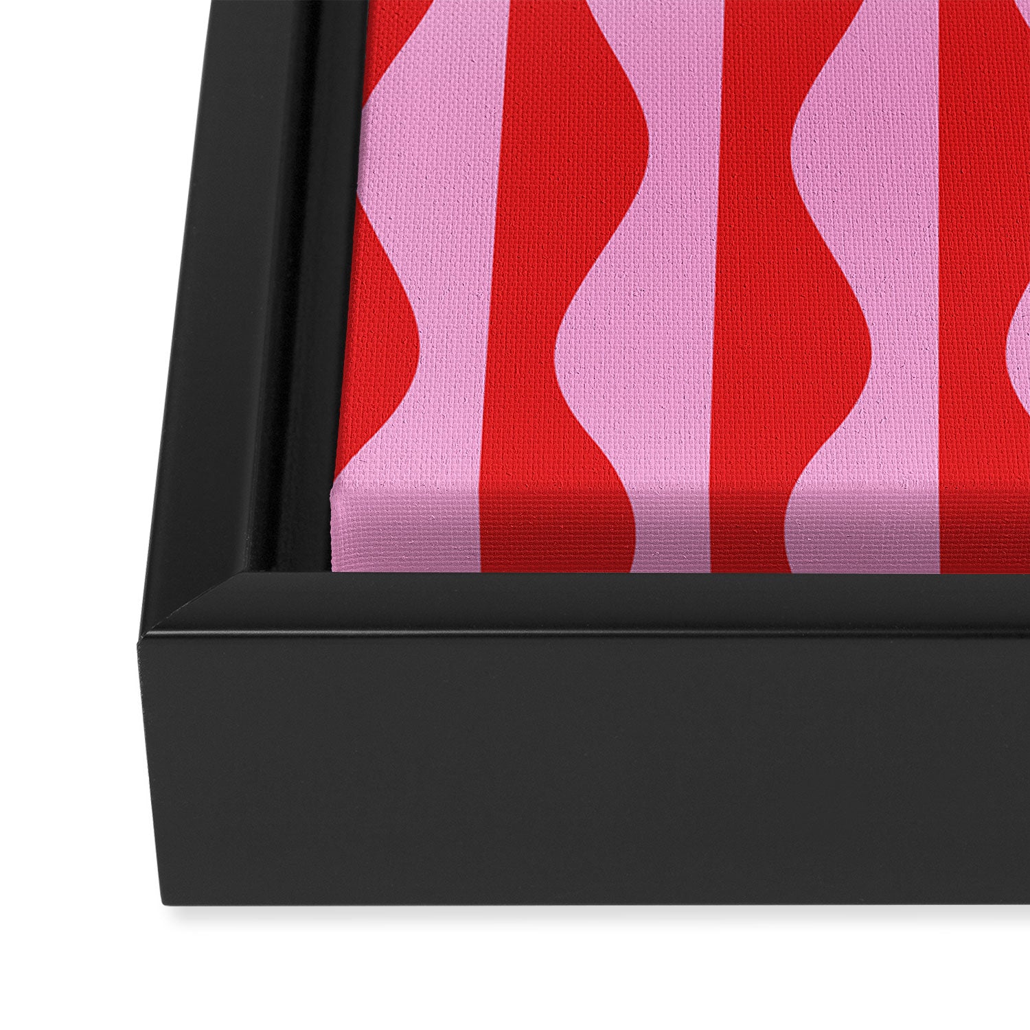 Retro Wavy Lines Pattern in Red & Pink Framed Canvas Print Gallery Image 3