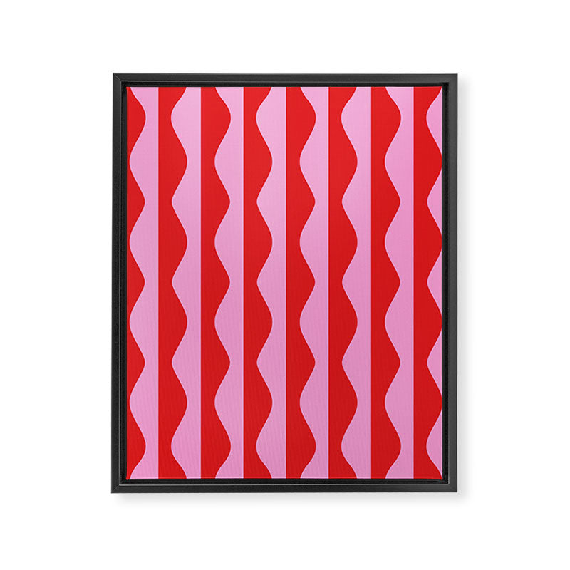 Retro Wavy Lines Pattern in Red & Pink Framed Canvas Print Gallery Image 6