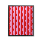 Retro Wavy Lines Pattern in Red & Pink Framed Canvas Print Gallery Image 6