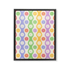 Retro Wavy Stripes with Colorful Flowers Framed Canvas Print Gallery Image 6