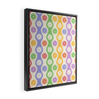 Retro Wavy Stripes with Colorful Flowers Framed Canvas Print Gallery Image 2
