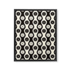 Retro Wavy Stripes with Flowers in Black & Off White Framed Canvas Print Gallery Image 6