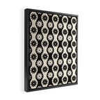 Retro Wavy Stripes with Flowers in Black & Off White Framed Canvas Print Gallery Image 2