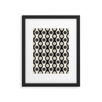 Retro Wavy Stripes with Flowers in Black & Off White Framed Art Print Gallery Image 5