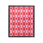 Retro Wavy Stripes with Flowers in Pink & Red Framed Canvas Print Gallery Image 6
