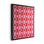 Retro Wavy Stripes with Flowers in Pink & Red Framed Canvas Print Gallery Image 2