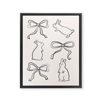 Ribbon Bows and Bunnies in Black and Linen White Framed Canvas Print Gallery Image 8