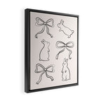 Ribbon Bows and Bunnies in Black and Linen White Framed Canvas Print Gallery Image 2