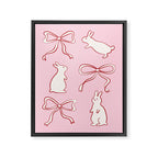Ribbon Bows and Bunnies in Red, Pink and White Framed Canvas Print Gallery Image 8