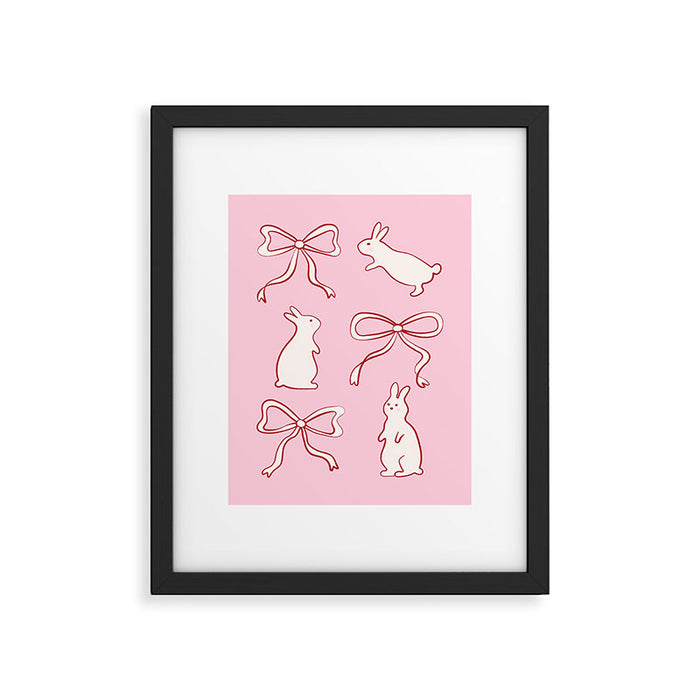 Ribbon Bows and Bunnies in Red, Pink and White Framed Art Print Gallery Image 1