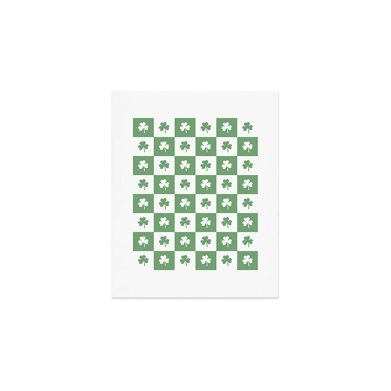 Shamrock Checkered Pattern Art Print Gallery Image 1