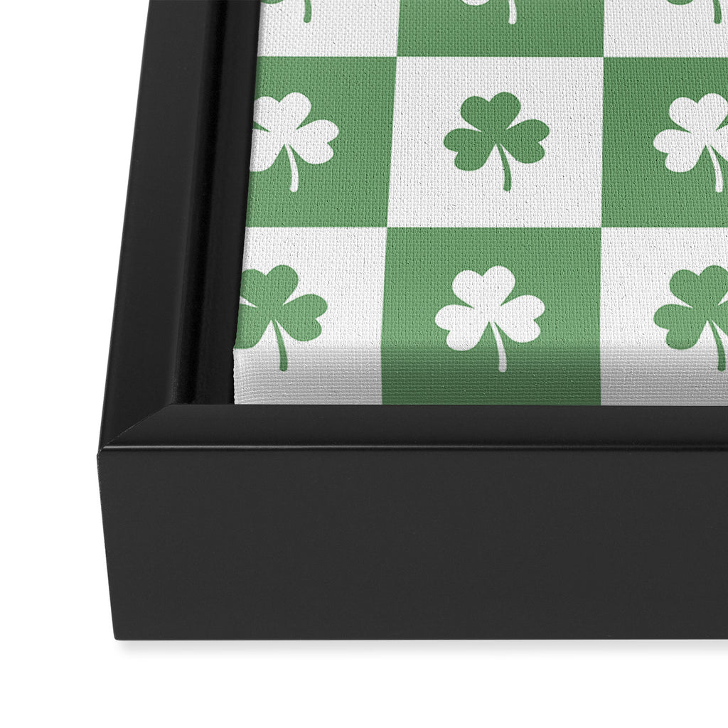 Shamrock Checkered Pattern Framed Canvas Print Gallery Image 3