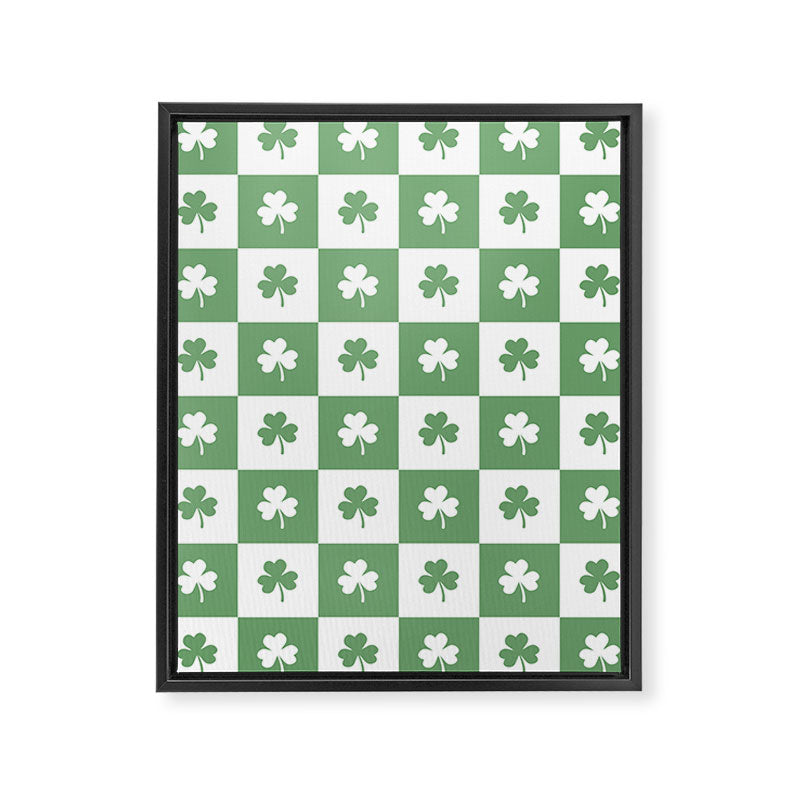 Shamrock Checkered Pattern Framed Canvas Print Gallery Image 6