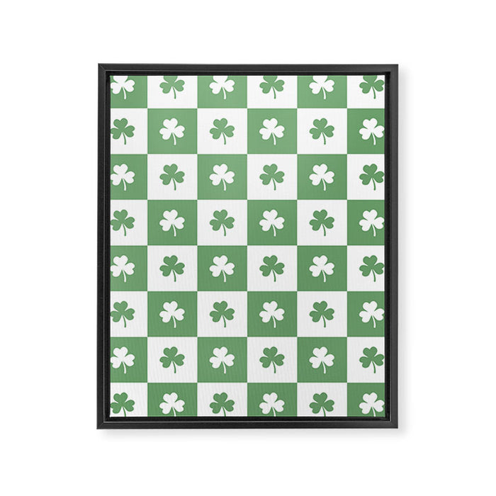 Shamrock Checkered Pattern Framed Canvas Print Gallery Image 1