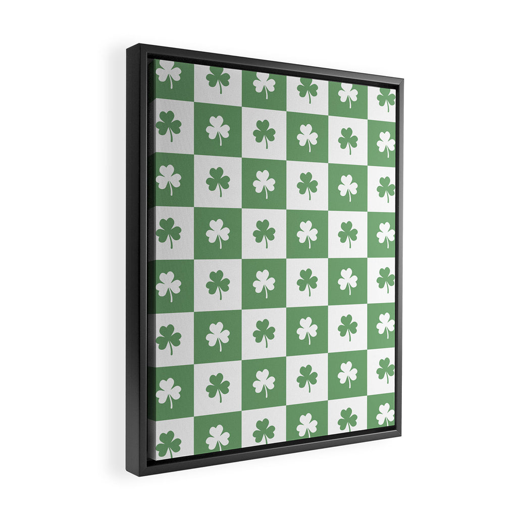 Shamrock Checkered Pattern Framed Canvas Print Gallery Image 2