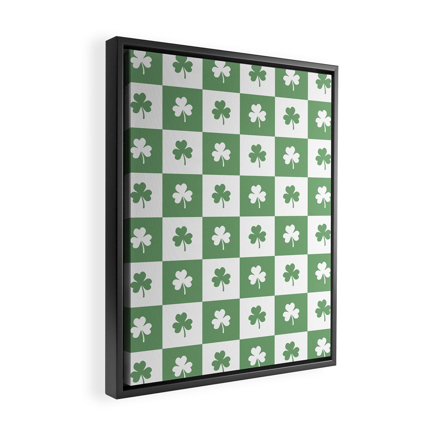 Shamrock Checkered Pattern Framed Canvas Print Gallery Image 2