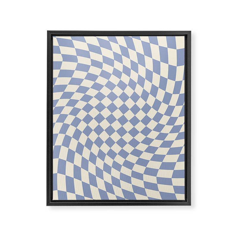 Sky Blue Checker Framed Canvas Print Gallery Image 6