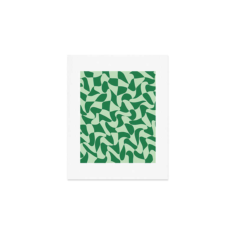 Wavy Check in Forest Green Art Print Gallery Image 1