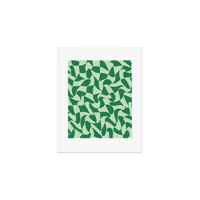 Wavy Check in Forest Green Art Print Gallery Image 1