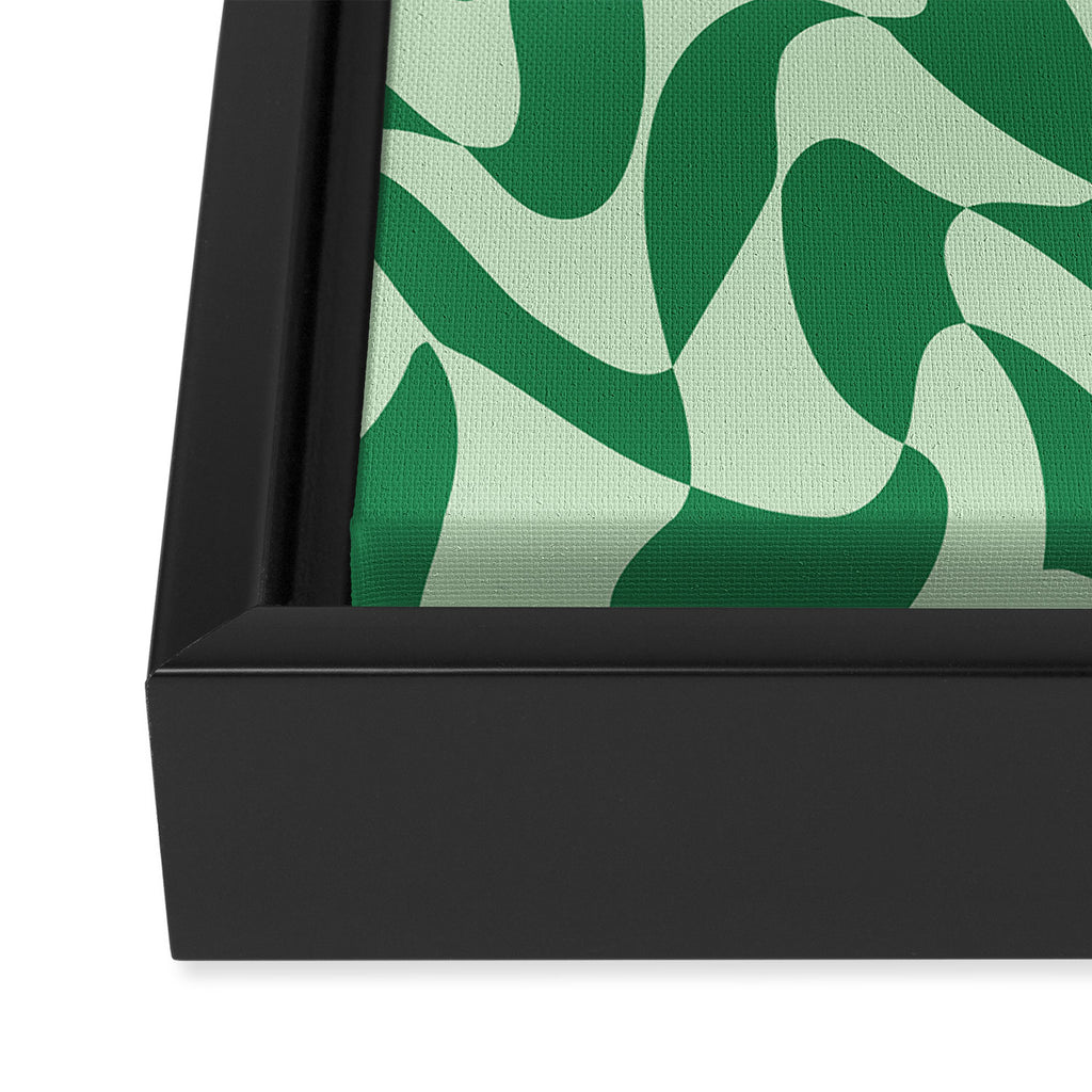 Wavy Check in Forest Green Framed Canvas Print Gallery Image 3