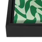 Wavy Check in Forest Green Framed Canvas Print Gallery Image 3