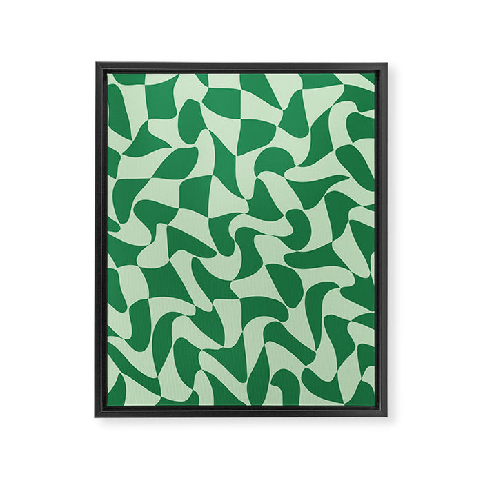 Wavy Check in Forest Green Framed Canvas Print Gallery Image 1