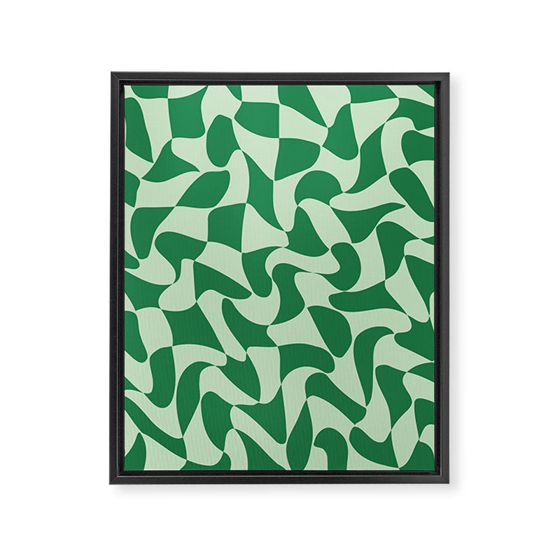 Wavy Check in Forest Green Framed Canvas Print Gallery Image 8