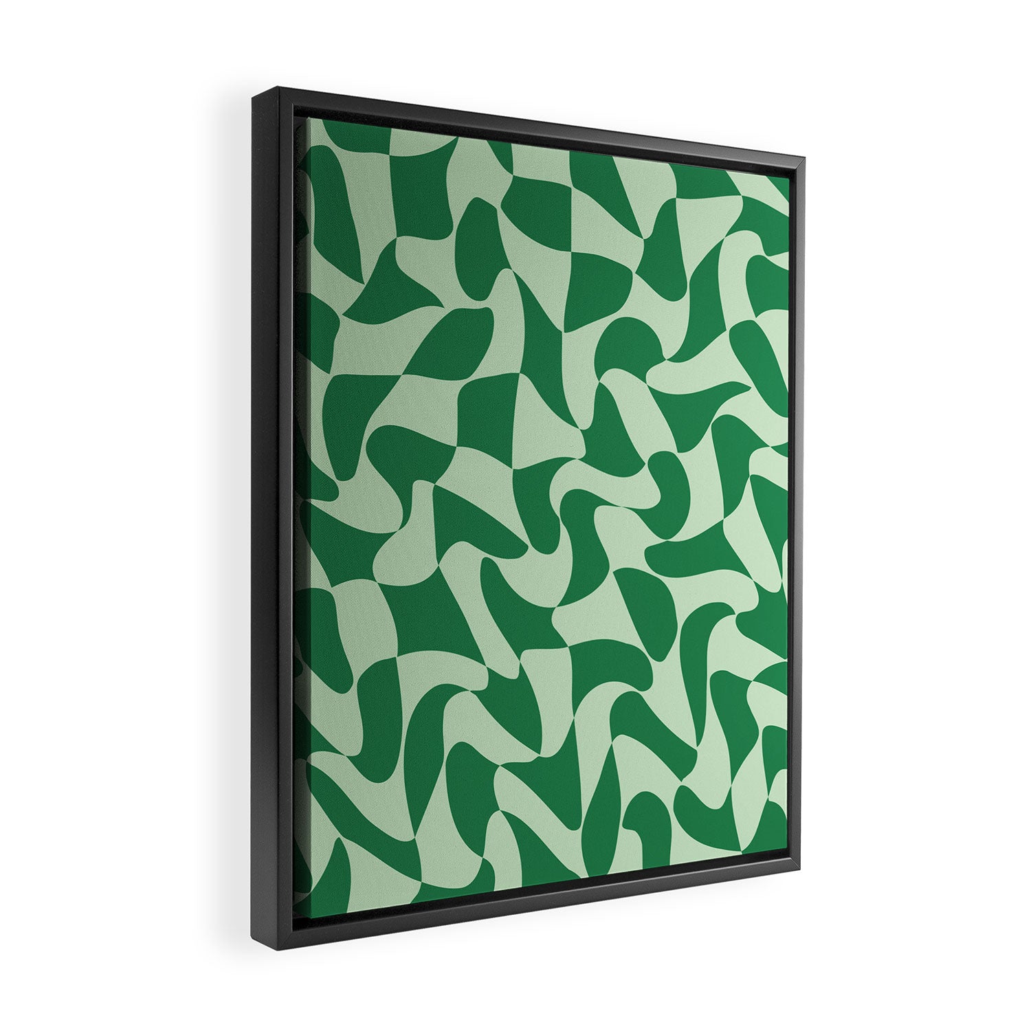 Wavy Check in Forest Green Framed Canvas Print Gallery Image 2