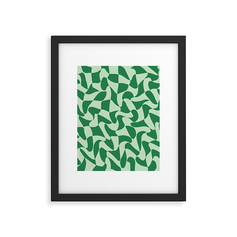 Wavy Check in Forest Green Framed Art Print Gallery Image 6
