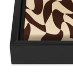 Wavy Checkerboard in Brown & Cream Framed Canvas Print Gallery Image 3