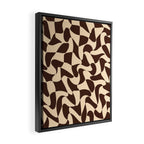 Wavy Checkerboard in Brown & Cream Framed Canvas Print Gallery Image 2