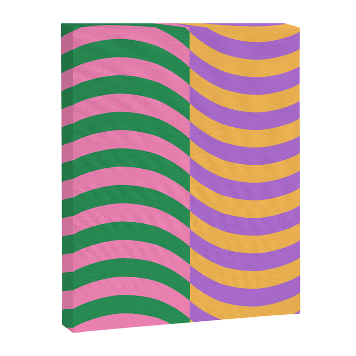 Wavy Stripes in Green, Pink, Purple & Yellow Canvas Print Gallery Image 1