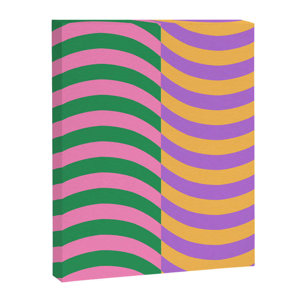 Wavy Stripes in Green, Pink, Purple & Yellow Canvas Print Gallery Image 6