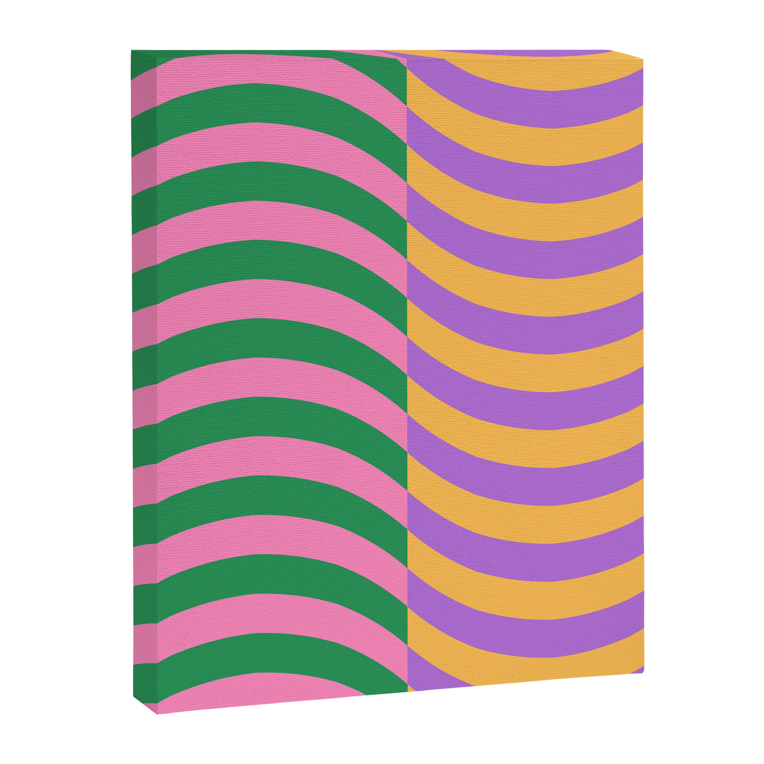 Wavy Stripes in Green, Pink, Purple & Yellow Canvas Print Gallery Image 6