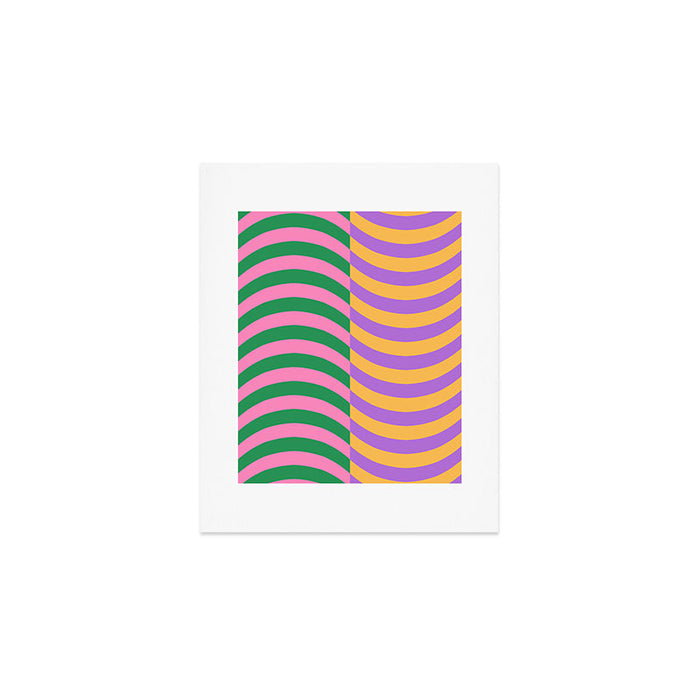 Wavy Stripes in Green, Pink, Purple & Yellow Art Print Gallery Image 1